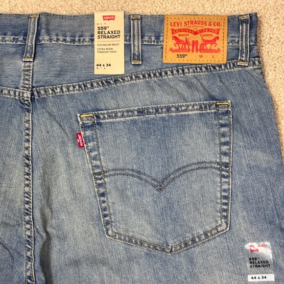Levi’s 559 Men’s Relaxed Straight Jeans Medium Wash 44x34 Y2K Style NWT - Picture 7 of 10